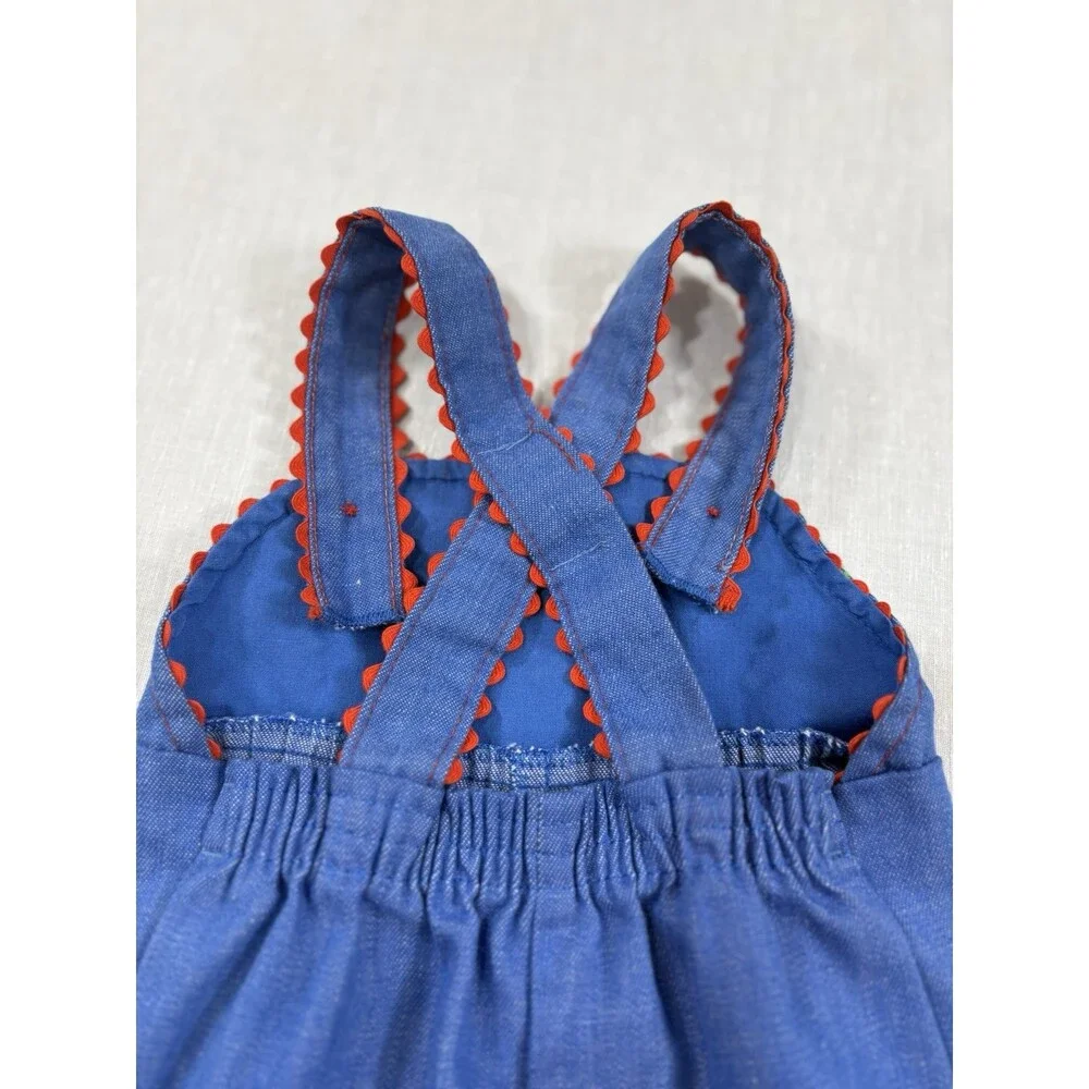 Vintage Carters Baby Girl Floral Embroidered Overalls Size 18 Months